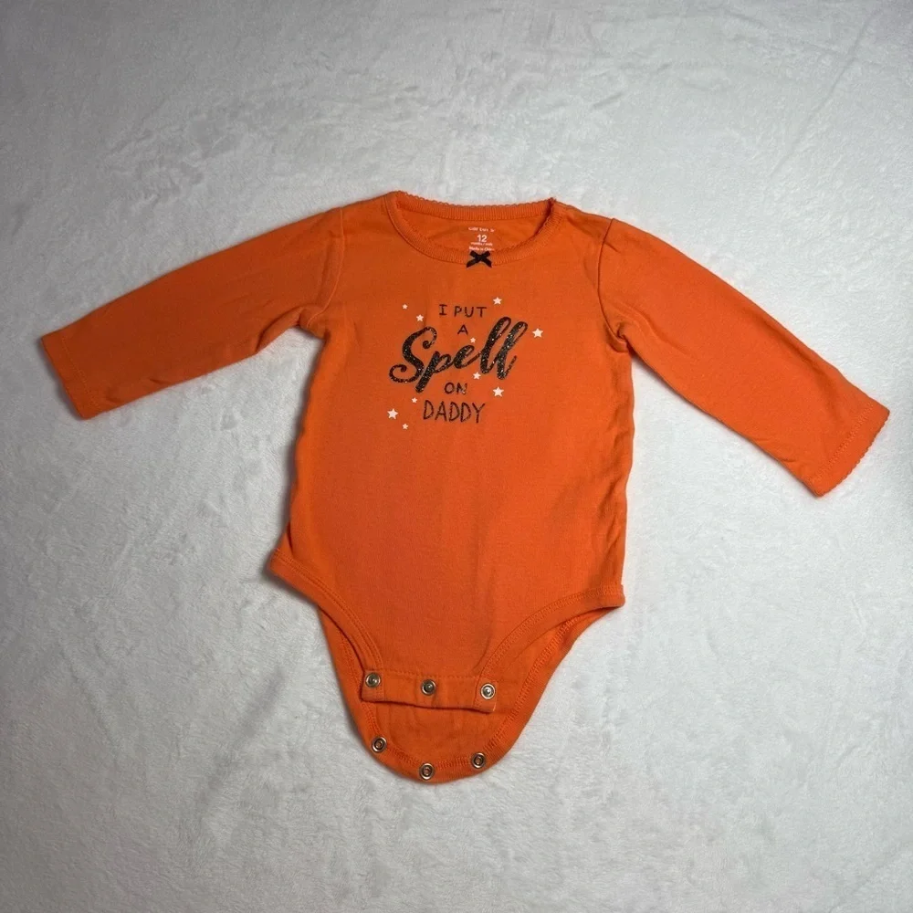 Halloween Orange Baby Bodysuit with Fun Print
